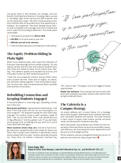 Page 15 of the Lead. Support. Inspire. issue of the Served Digizine
